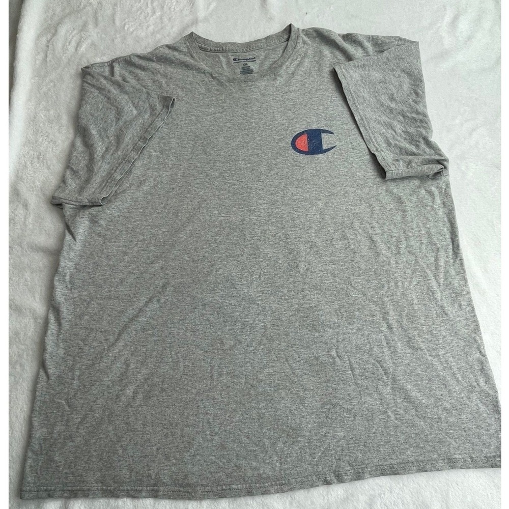 Champion Mens 1XL Heather Gray Big C Logo Graphic Short Sleeve T-Shirt Cotton - Picture 2 of 8